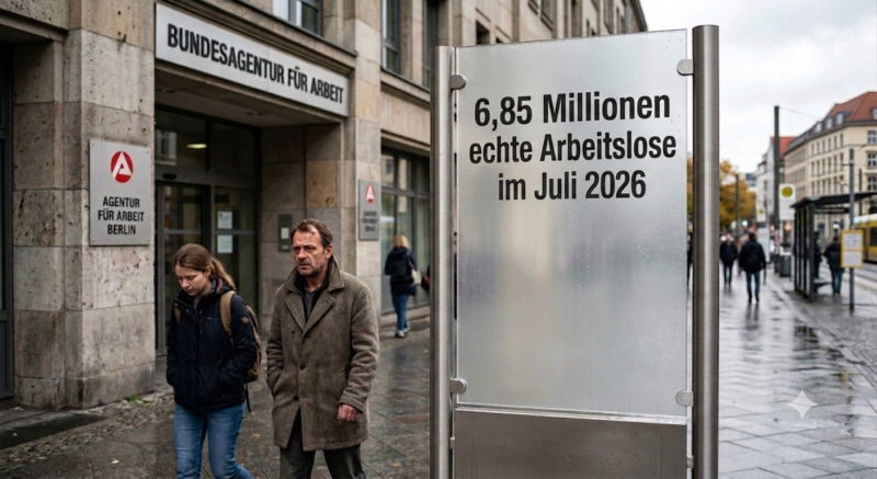 6,85 Millionen echte Arbeitslose im Juli 2026