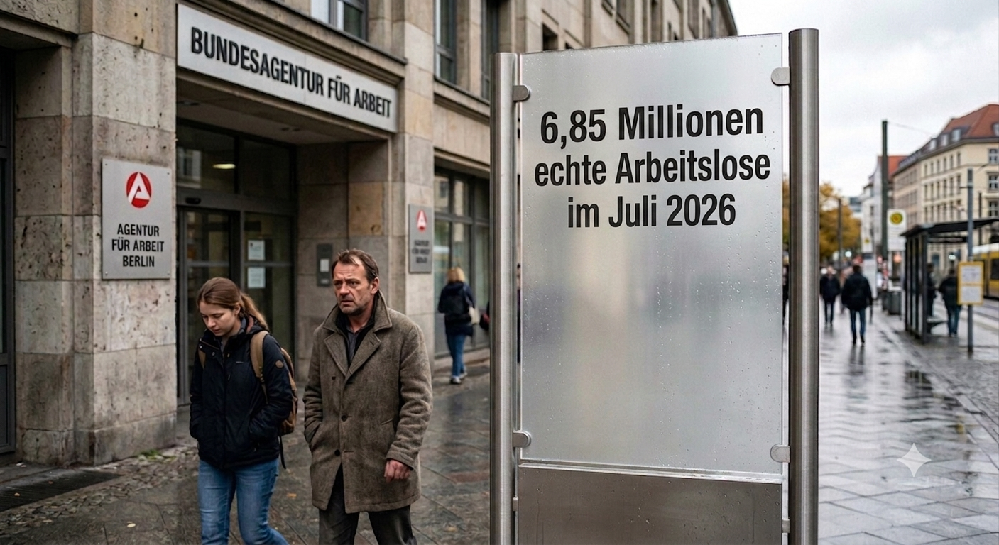 6,85 Millionen echte Arbeitslose im Juli 2026
